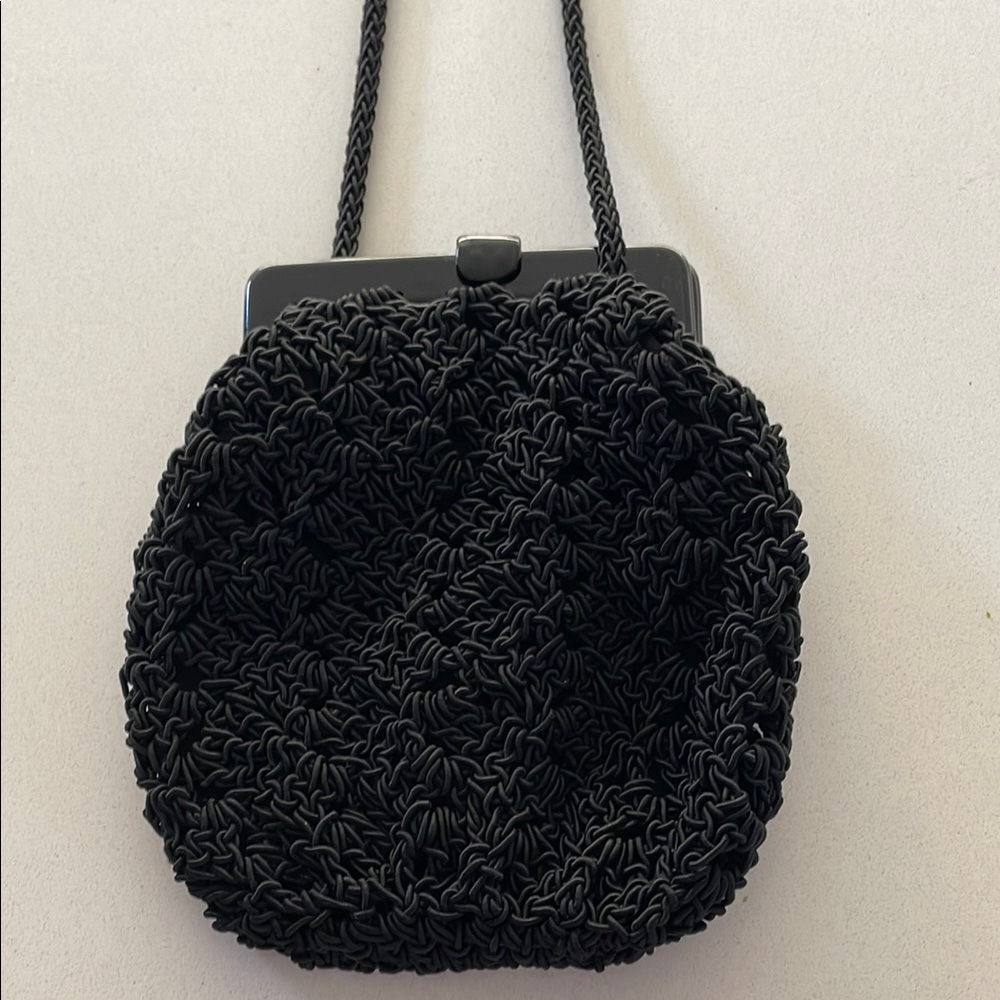VTG Elegant Black Woven cross body Evening Bag